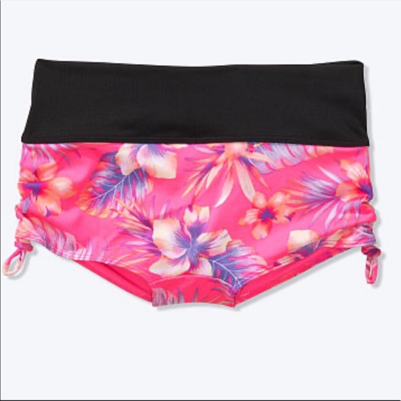 NWT Victoria's Secret PINK Gym to Swim Ruched Shortie shorts Hawaiian floral XS - Picture 2 of 7